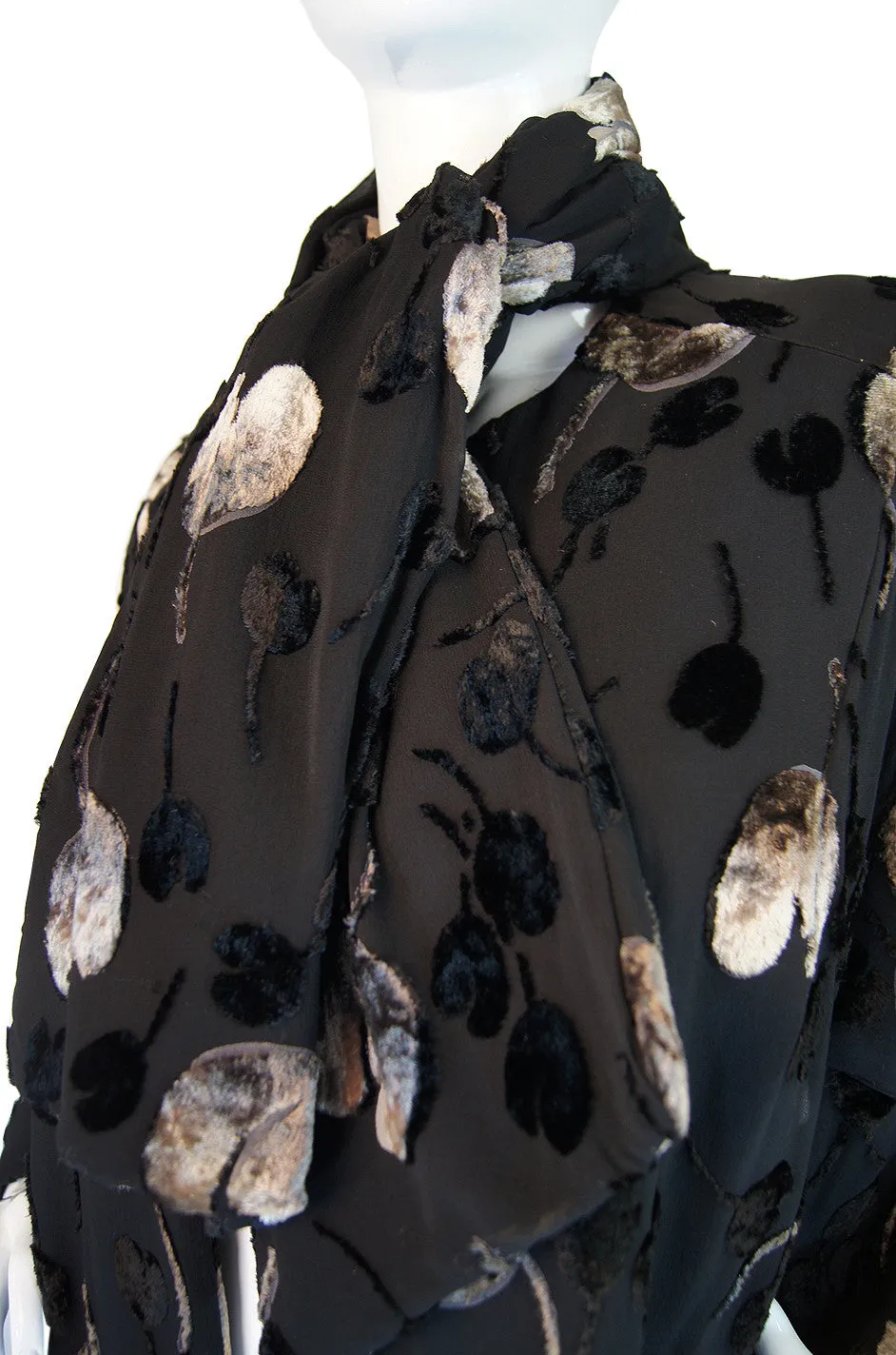 1930s Silk Chiffon & Velvet Devore Coat