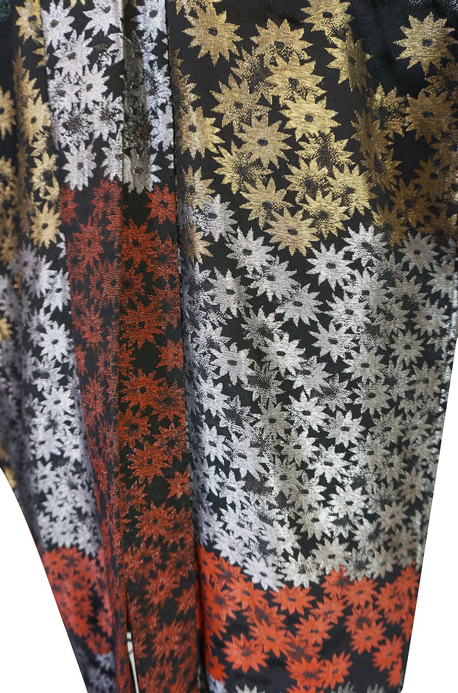 1950s Dramatic Multi Color Metallic Floral Kimono