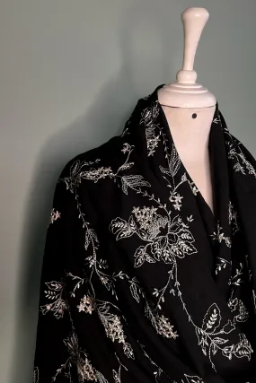 20% OFF Deep Black Embroidered Karandi Shawl