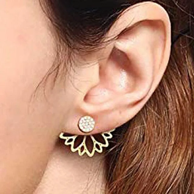 2020 New Fashion Simulated Pearls Pendient  Angel Wings Leaf Feather Flowers Stud Earrings For Women Wedding Jewelry