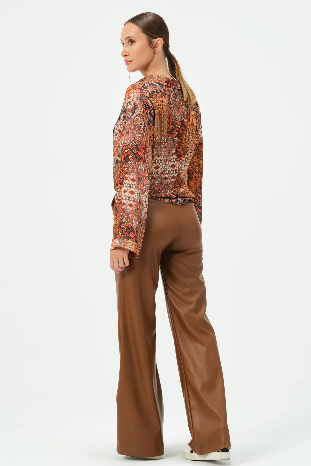 219-Devil Flare Leg Pants Brown