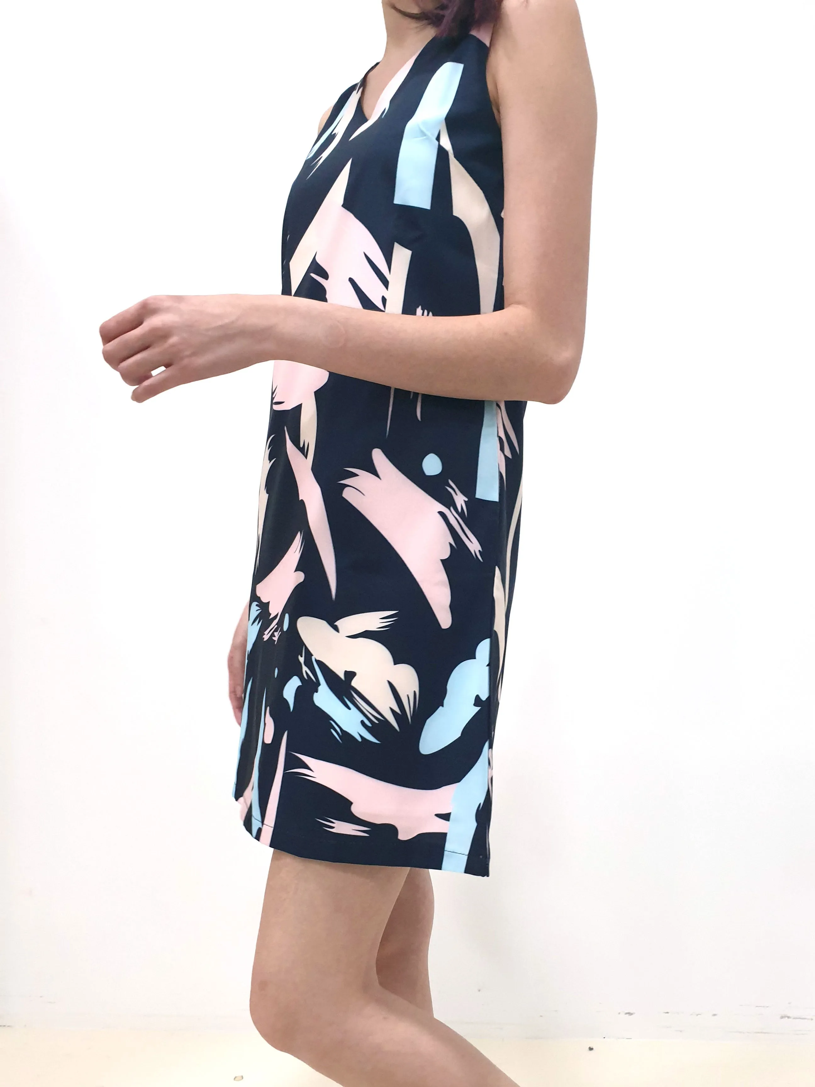 Abstract Print Shift Dress