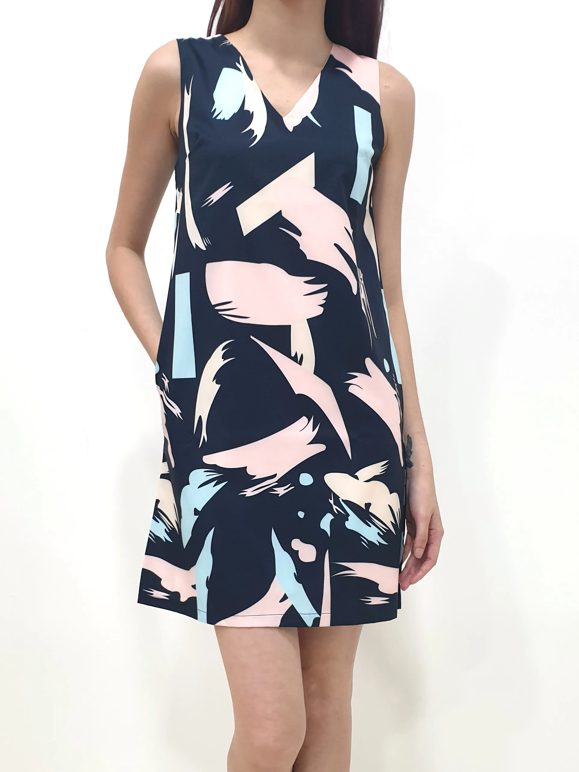 Abstract Print Shift Dress