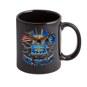 Air Force Double Flag Stoneware Mug Set - Black