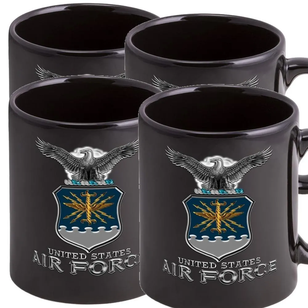 Air Force Missile Stoneware Mug Set - Black