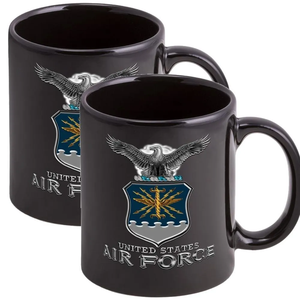 Air Force Missile Stoneware Mug Set - Black