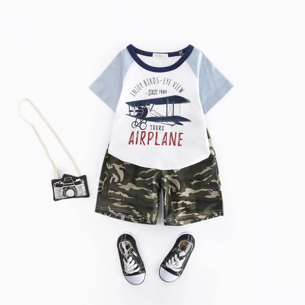 AIRPLANE THEME T-SHIRT & SHORTS SET