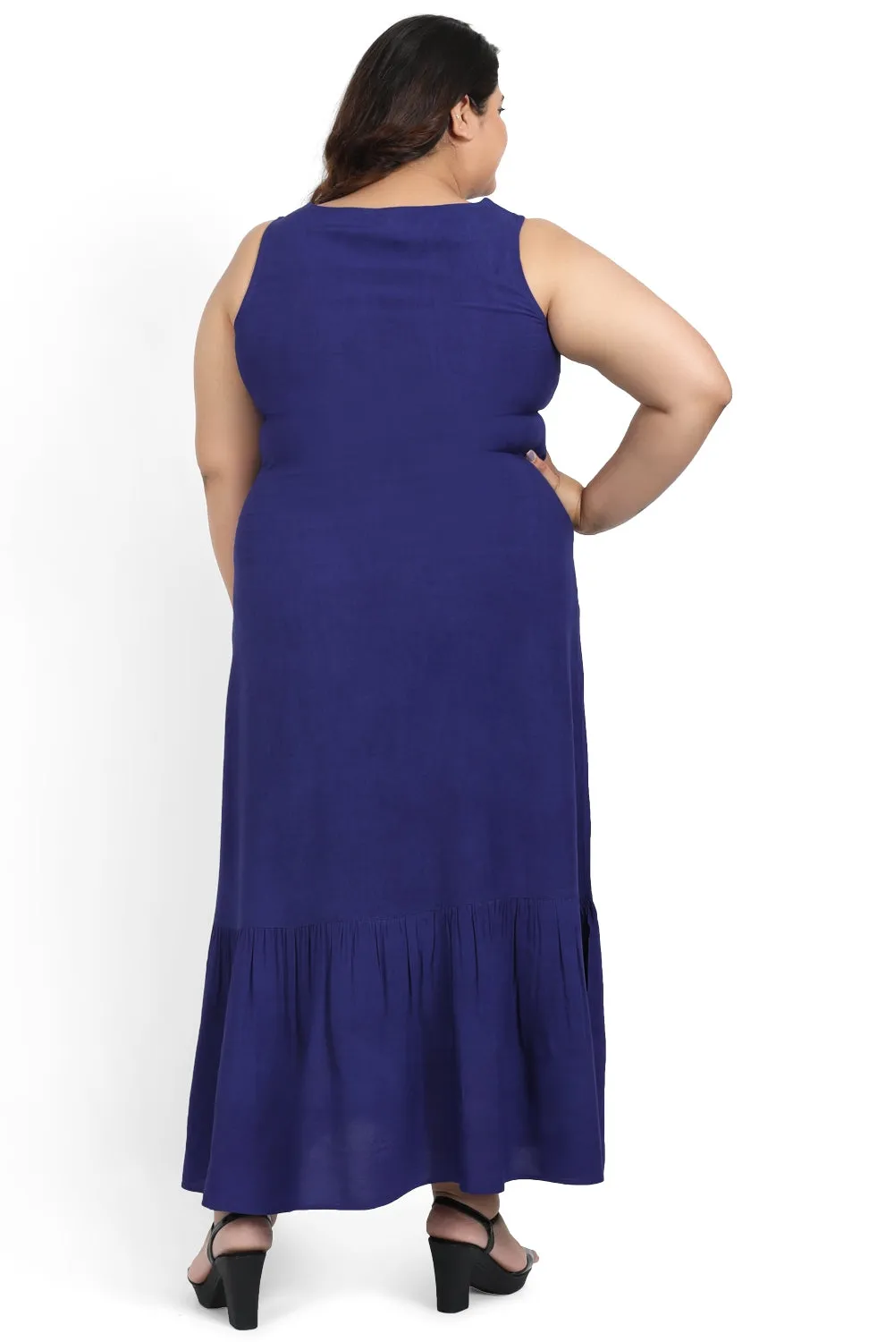 Blue Basic A Line Sleeveless Kurta