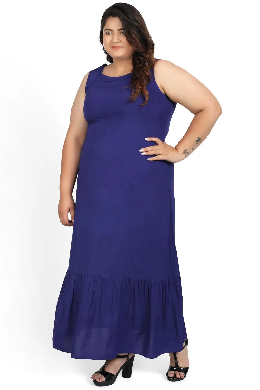 Blue Basic A Line Sleeveless Kurta