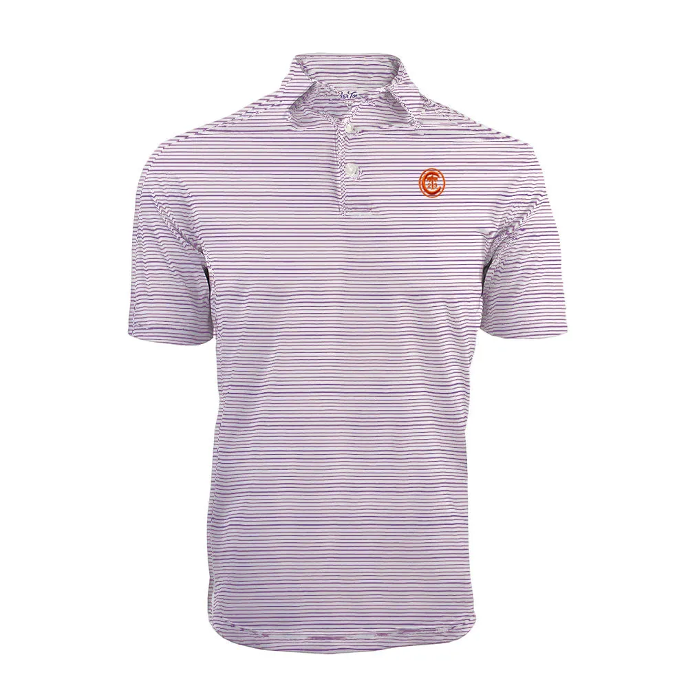 Clemson Ring Crest Polo in Striped Purple