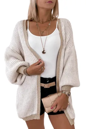 Contrast Solid Drop Shoulder Cardigan