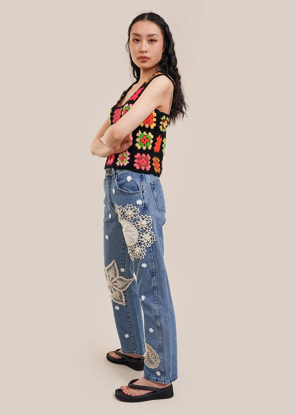 Doily Denim Pants