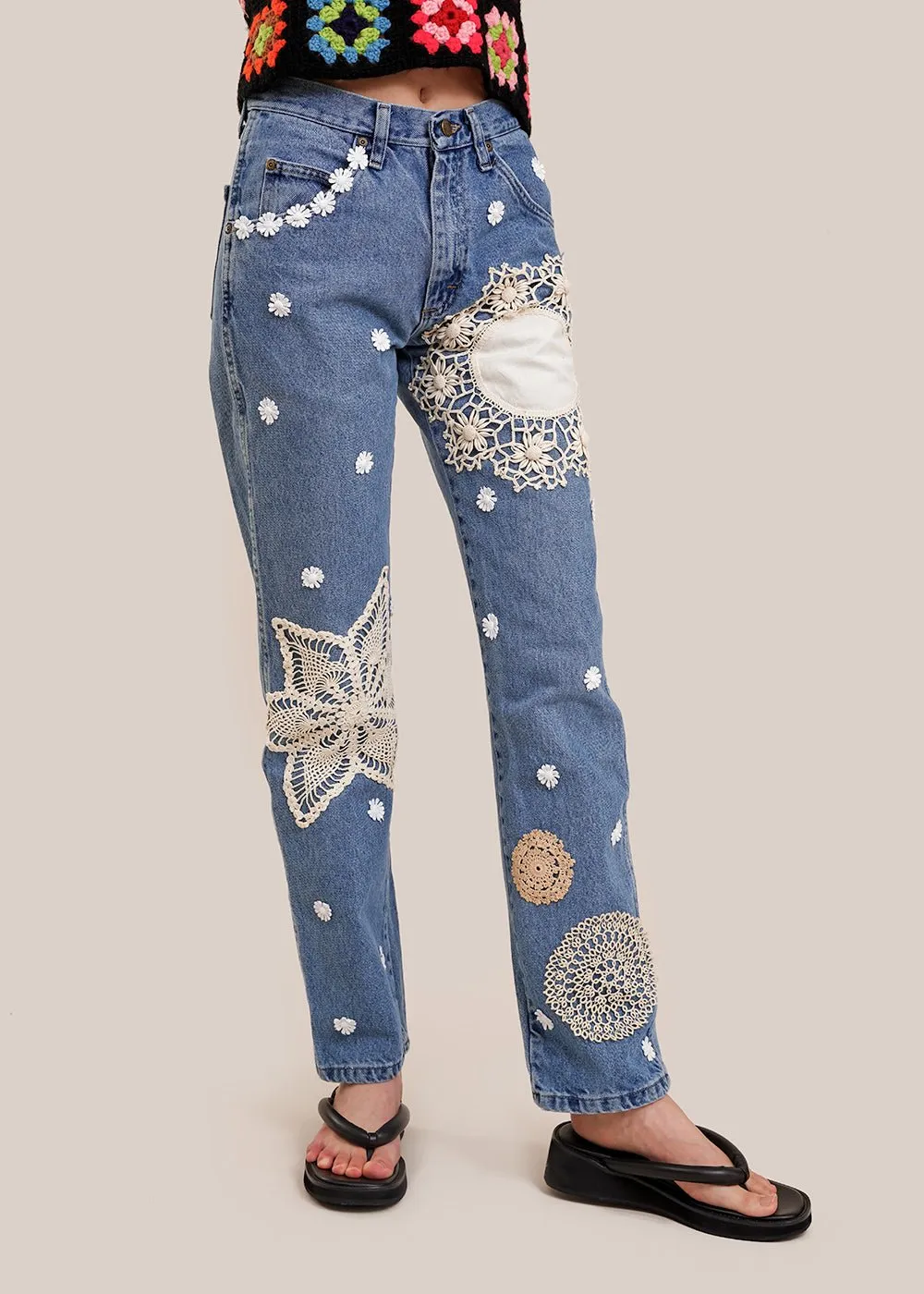 Doily Denim Pants