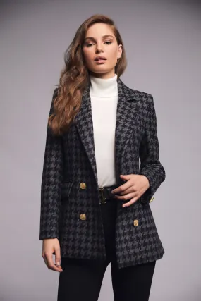 Double Breasted Blazer (Large Scale Charcoal Houndstooth)