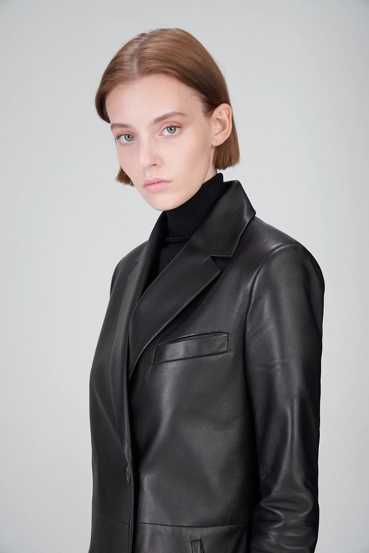 Elfie - Black Leather Coat