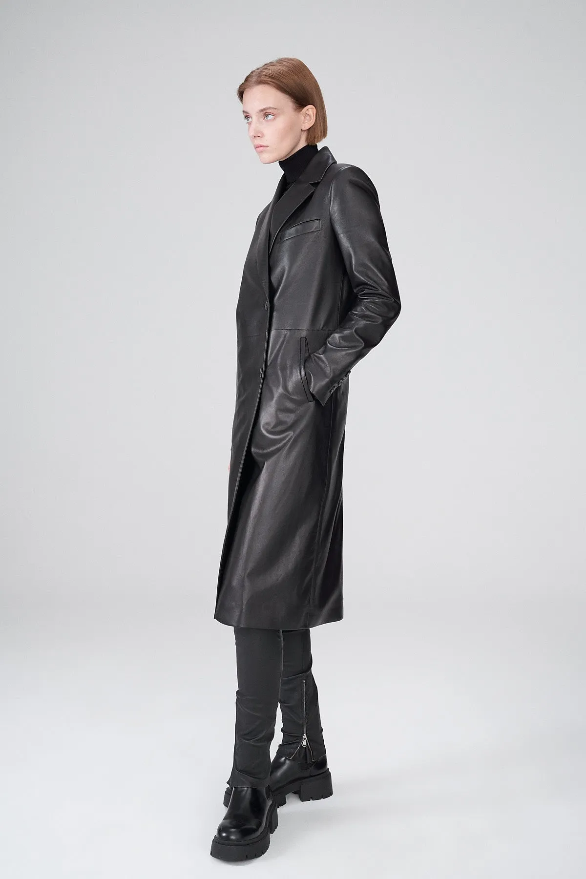 Elfie - Black Leather Coat