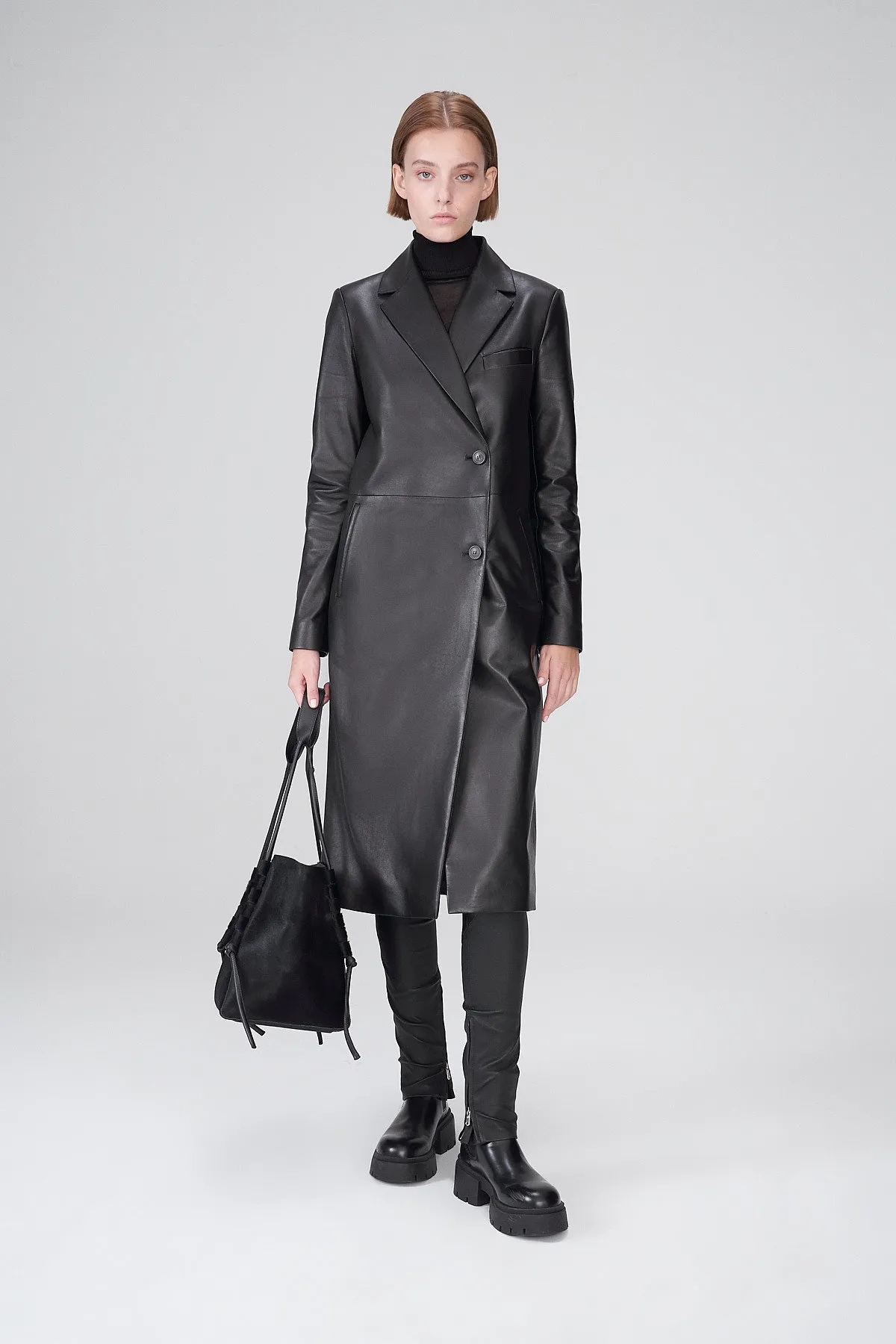 Elfie - Black Leather Coat