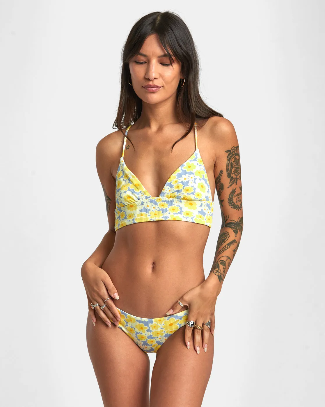 Freya Triangle Crop Top Bikini Top - Dusty Blue