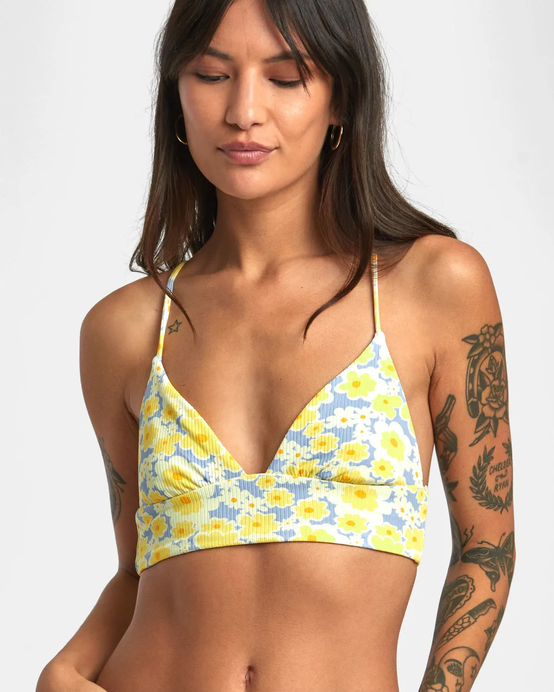 Freya Triangle Crop Top Bikini Top - Dusty Blue