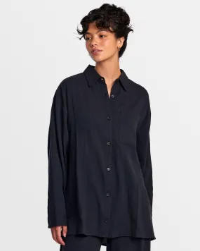 Gimme Beach Coverup Shirt Dress - Rvca Black