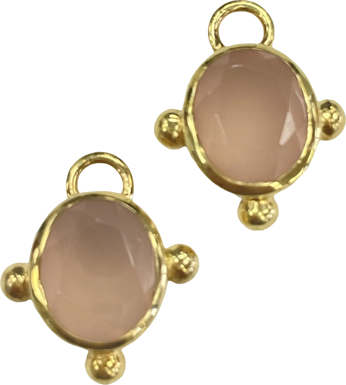 Heavenly London Pink Gold / Rose Quartz Oval Detachable Drops For Huggies/hoop Earrings