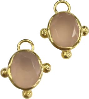 Heavenly London Pink Gold / Rose Quartz Oval Detachable Drops For Huggies/hoop Earrings