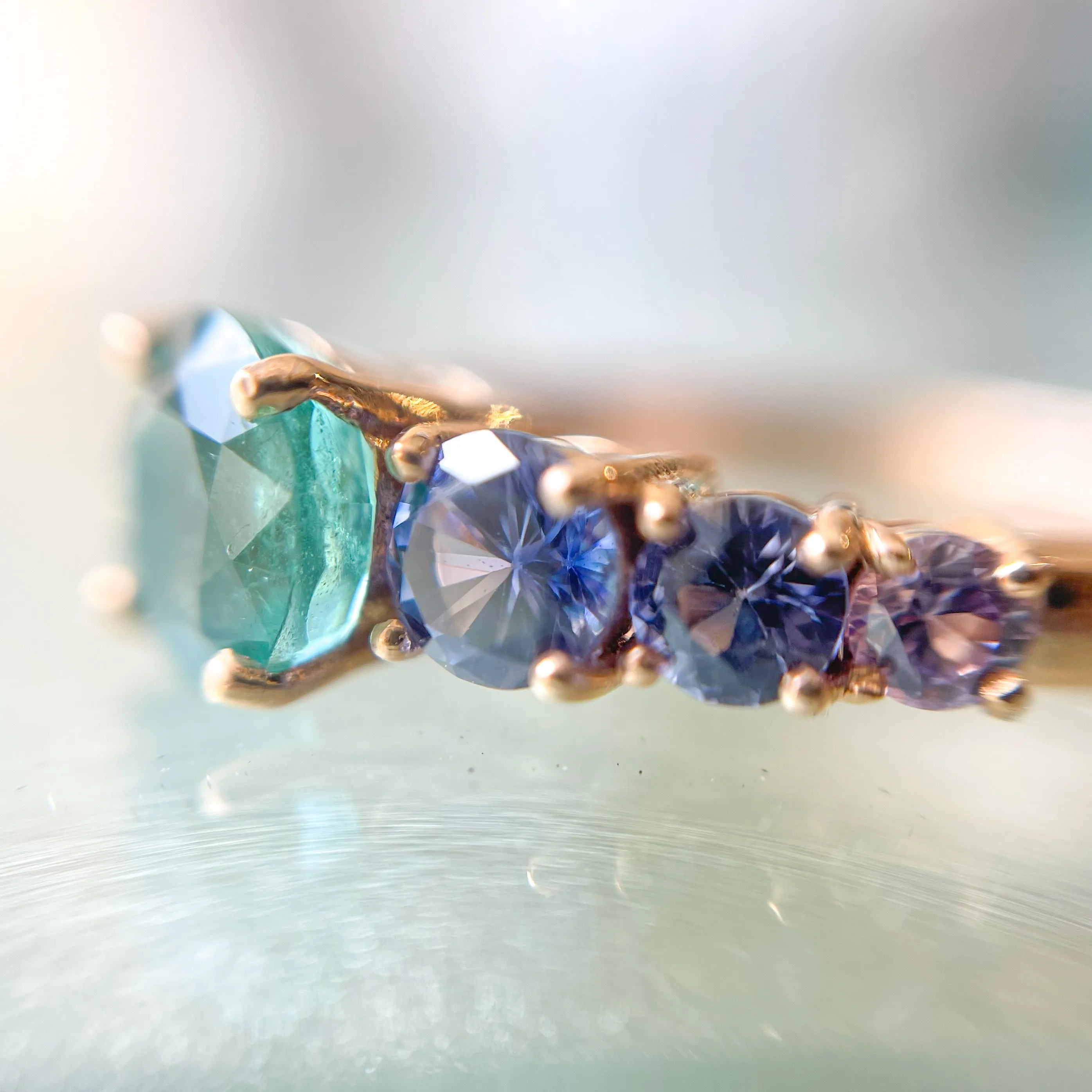 Lavender Cascade Colombian Emerald Ring