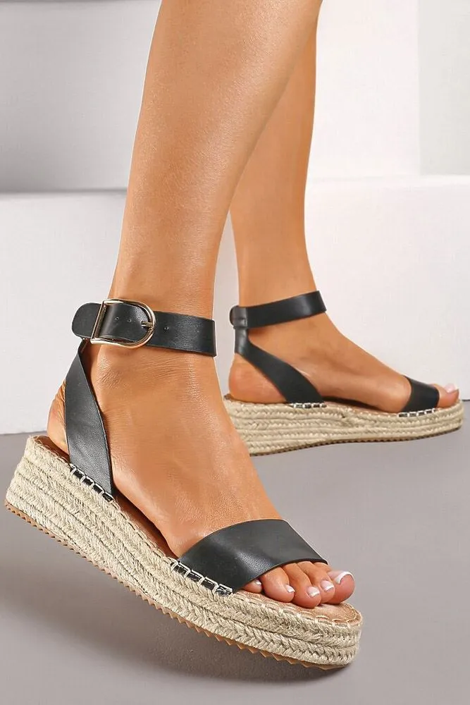 Leather Ankle Strap Buckle Platform Sandal