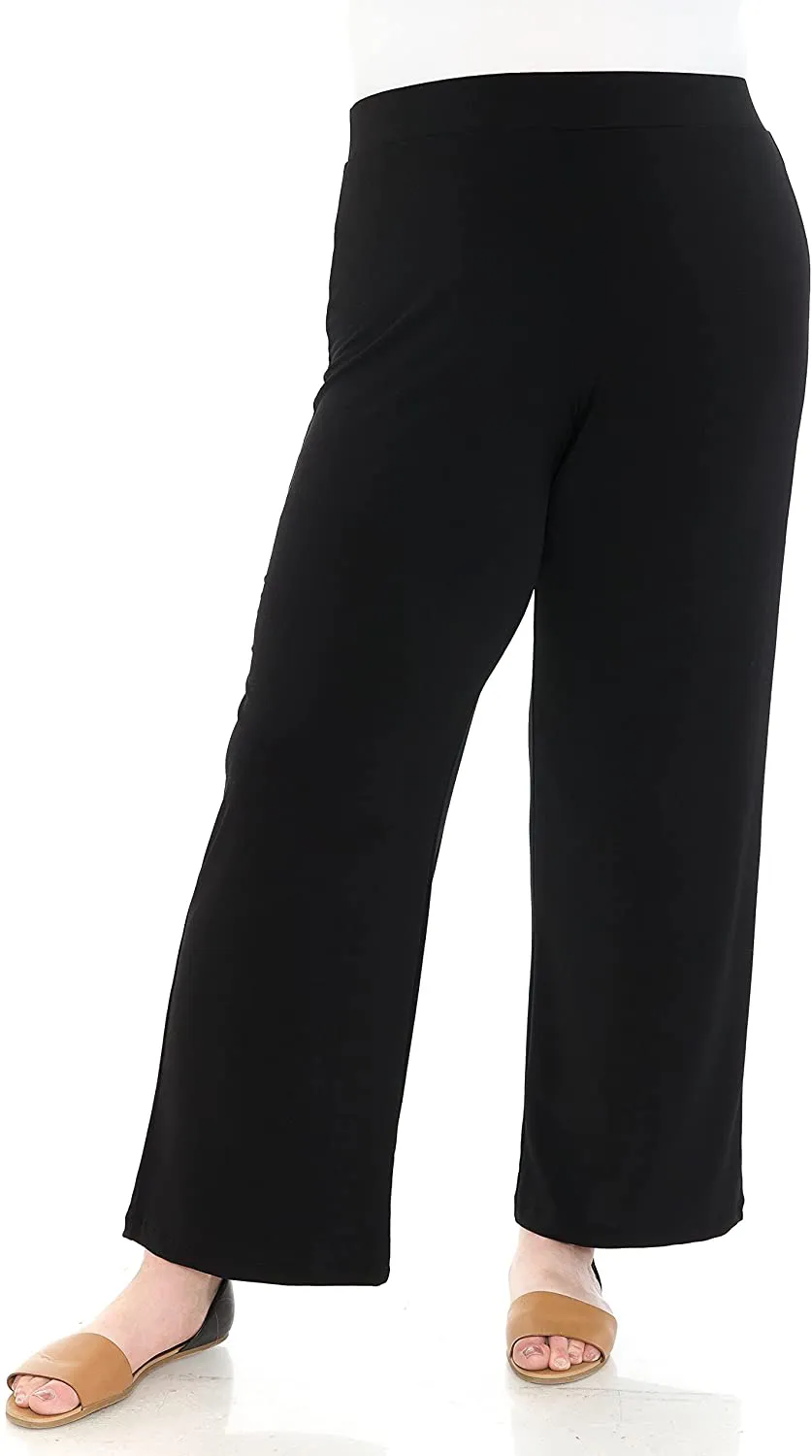 LEEBE Women and Plus Size Pull On ITY Knit Straight Wide Leg Pant (Small-5X)