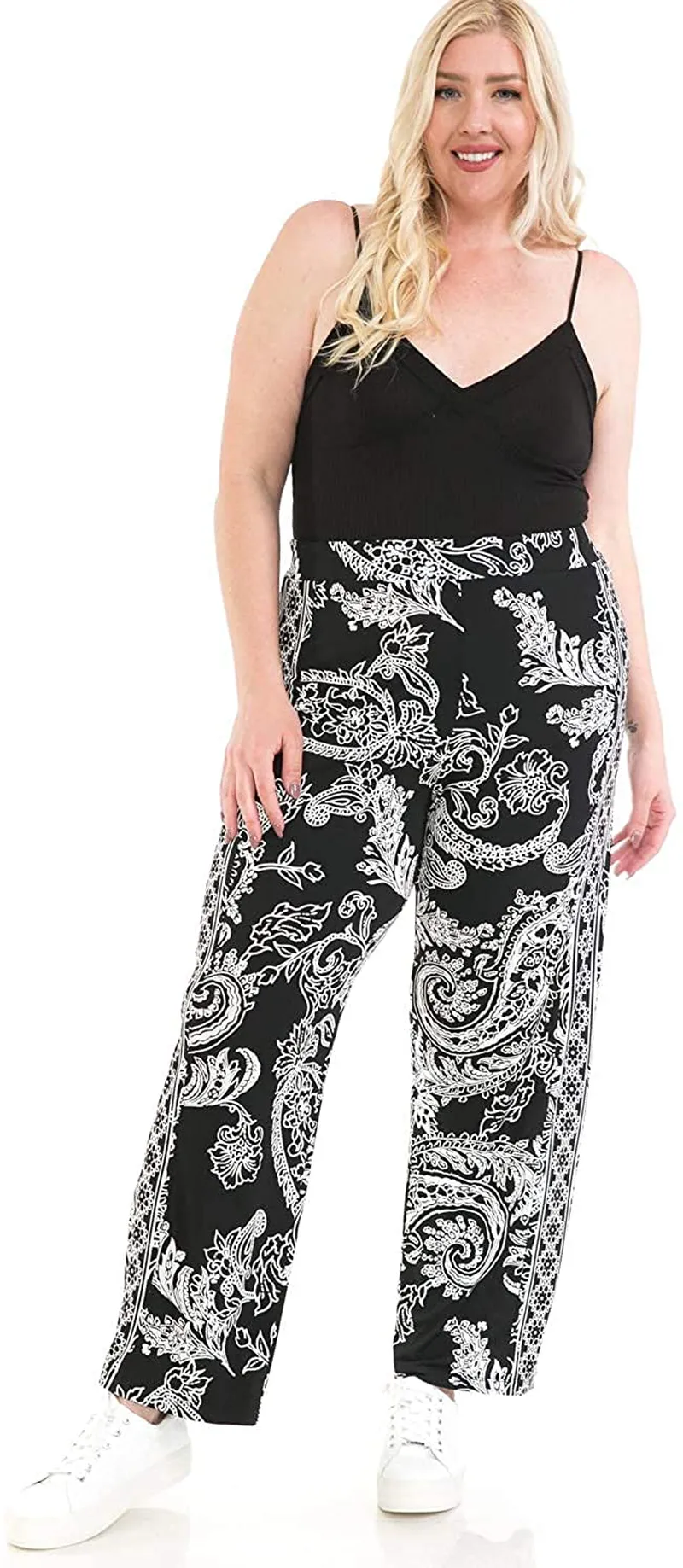 LEEBE Women and Plus Size Pull On ITY Knit Straight Wide Leg Pant (Small-5X)