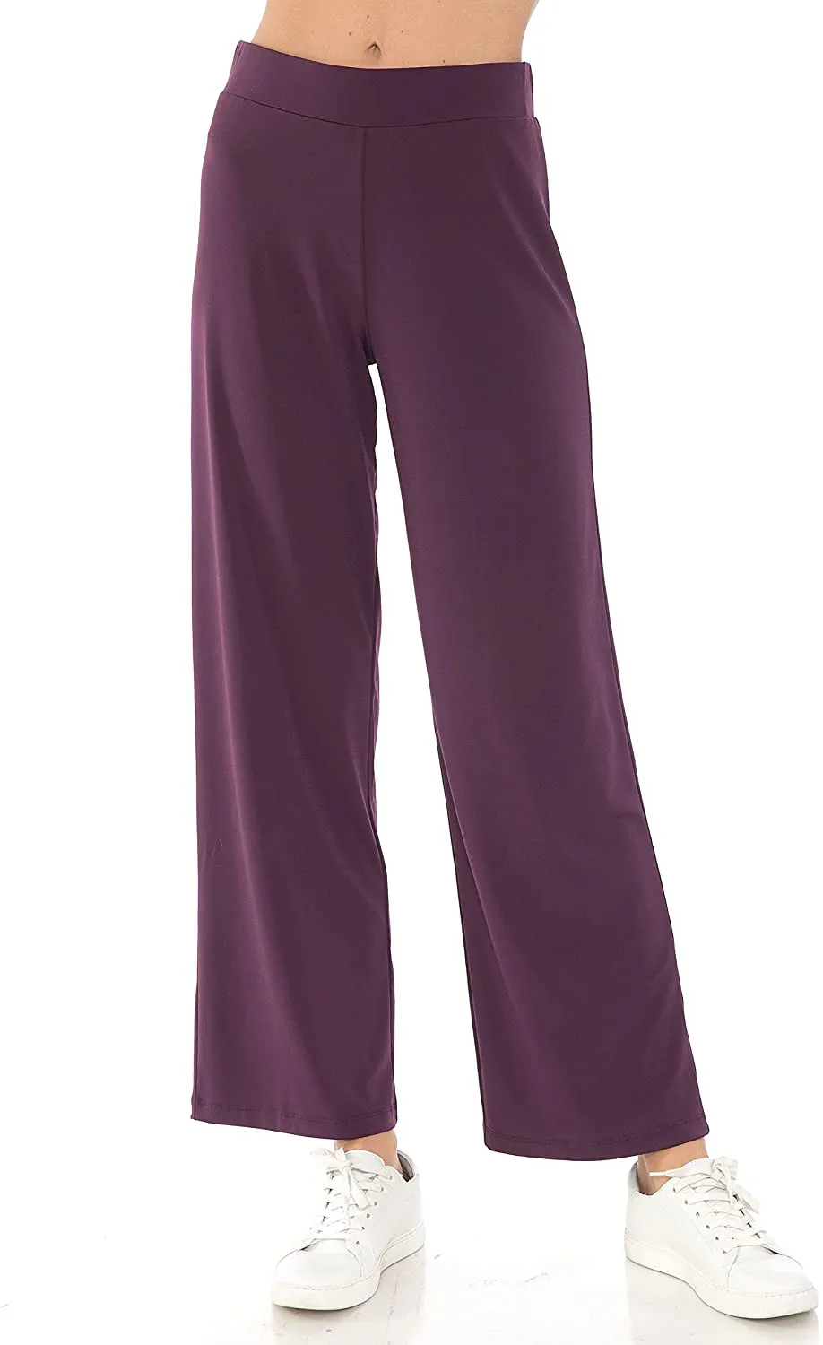 LEEBE Women and Plus Size Pull On ITY Knit Straight Wide Leg Pant (Small-5X)