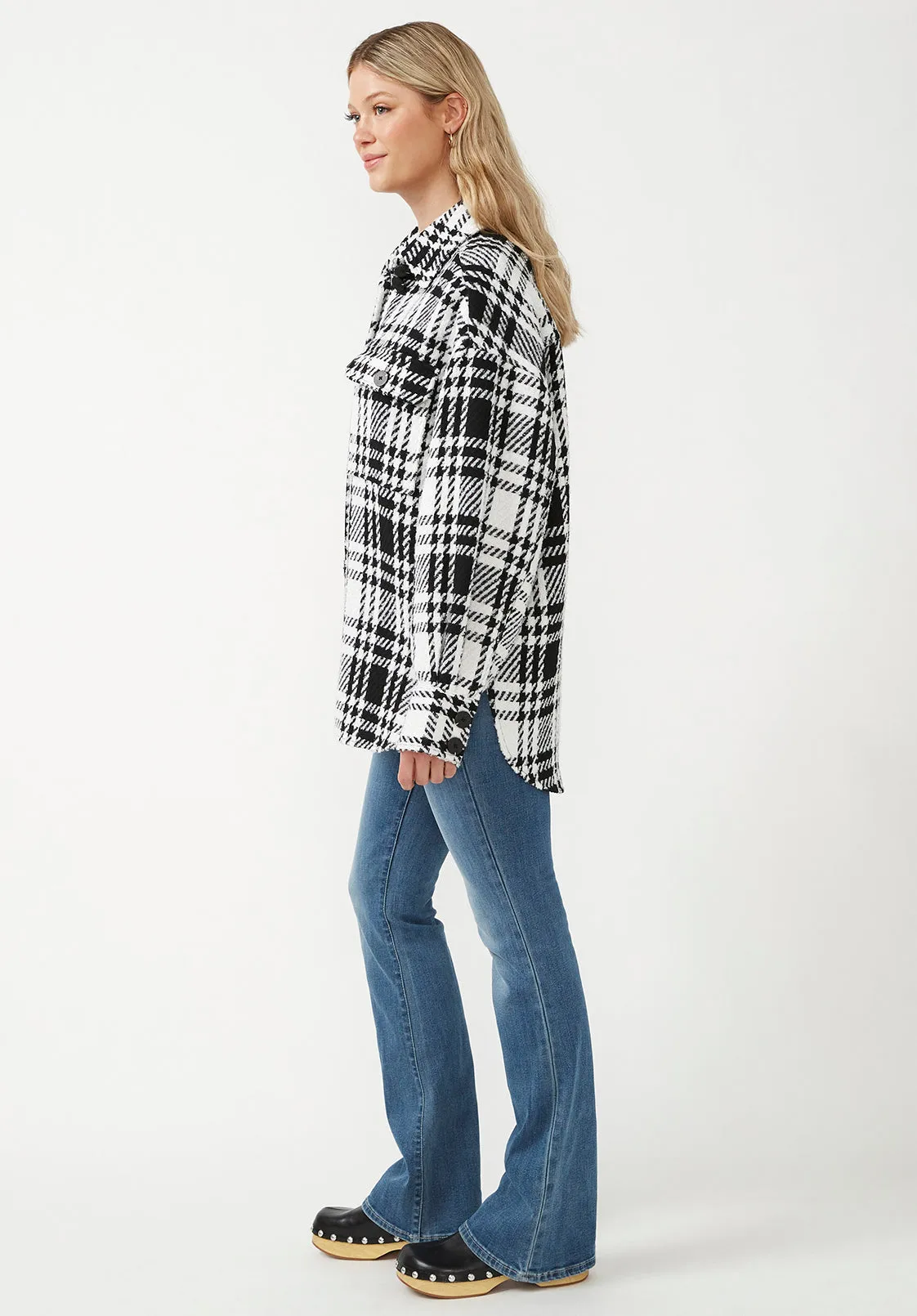 Liesel Women's Shacket in Black & White Glen Plaid - JK0011F