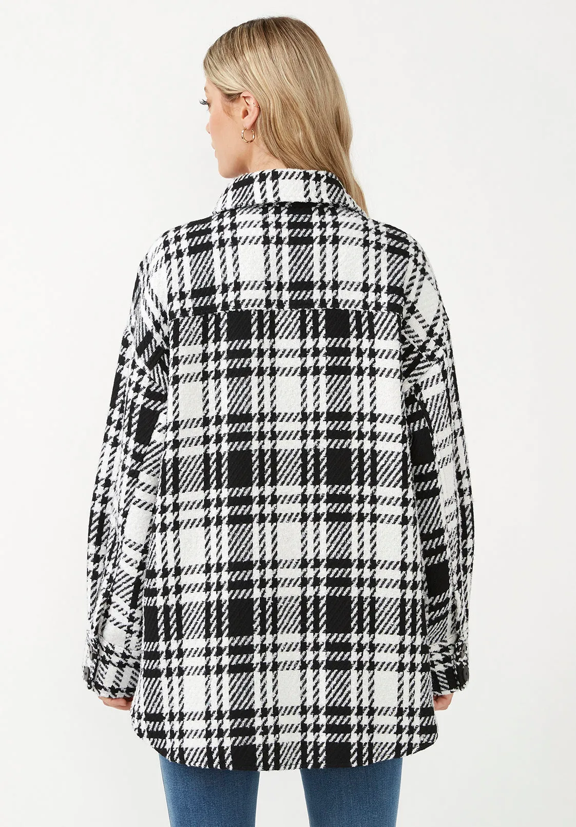 Liesel Women's Shacket in Black & White Glen Plaid - JK0011F