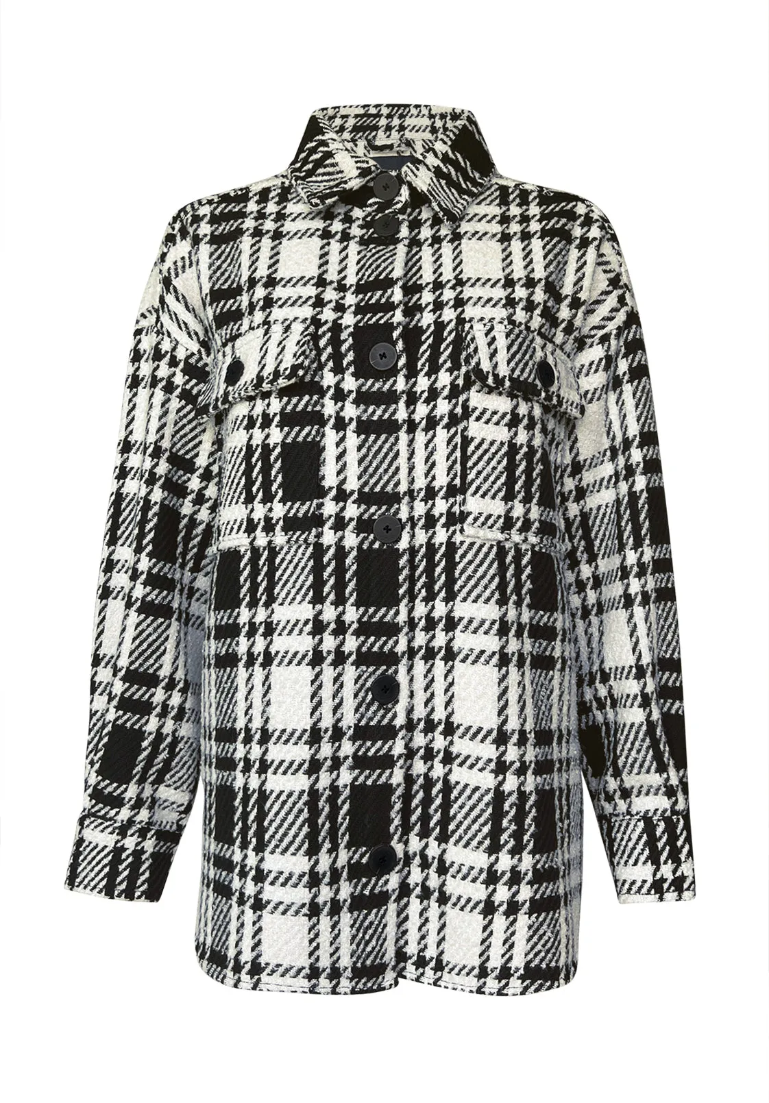 Liesel Women's Shacket in Black & White Glen Plaid - JK0011F