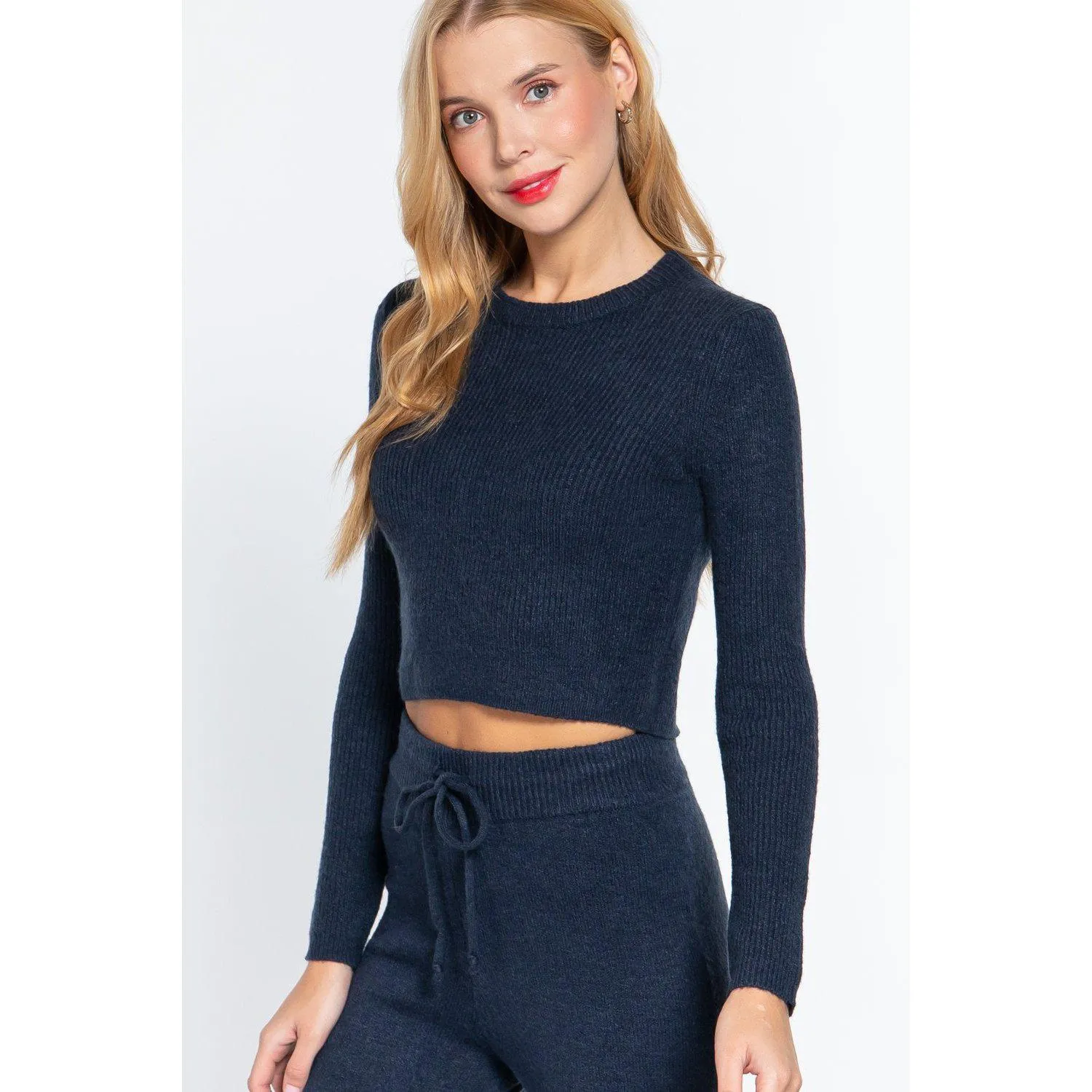 Long Slv Crew Neck Sweater Top