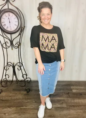 Mama & Leopard Black Top