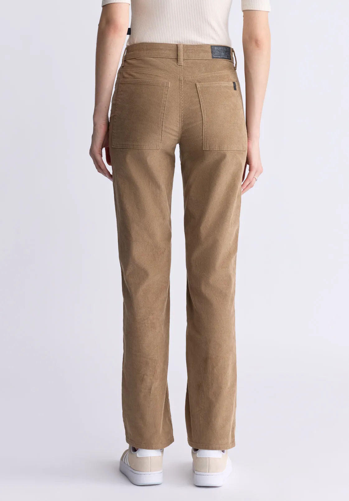 Mid Rise Straight Mary Women's Pants, Rinse Washed Beige - BL16007