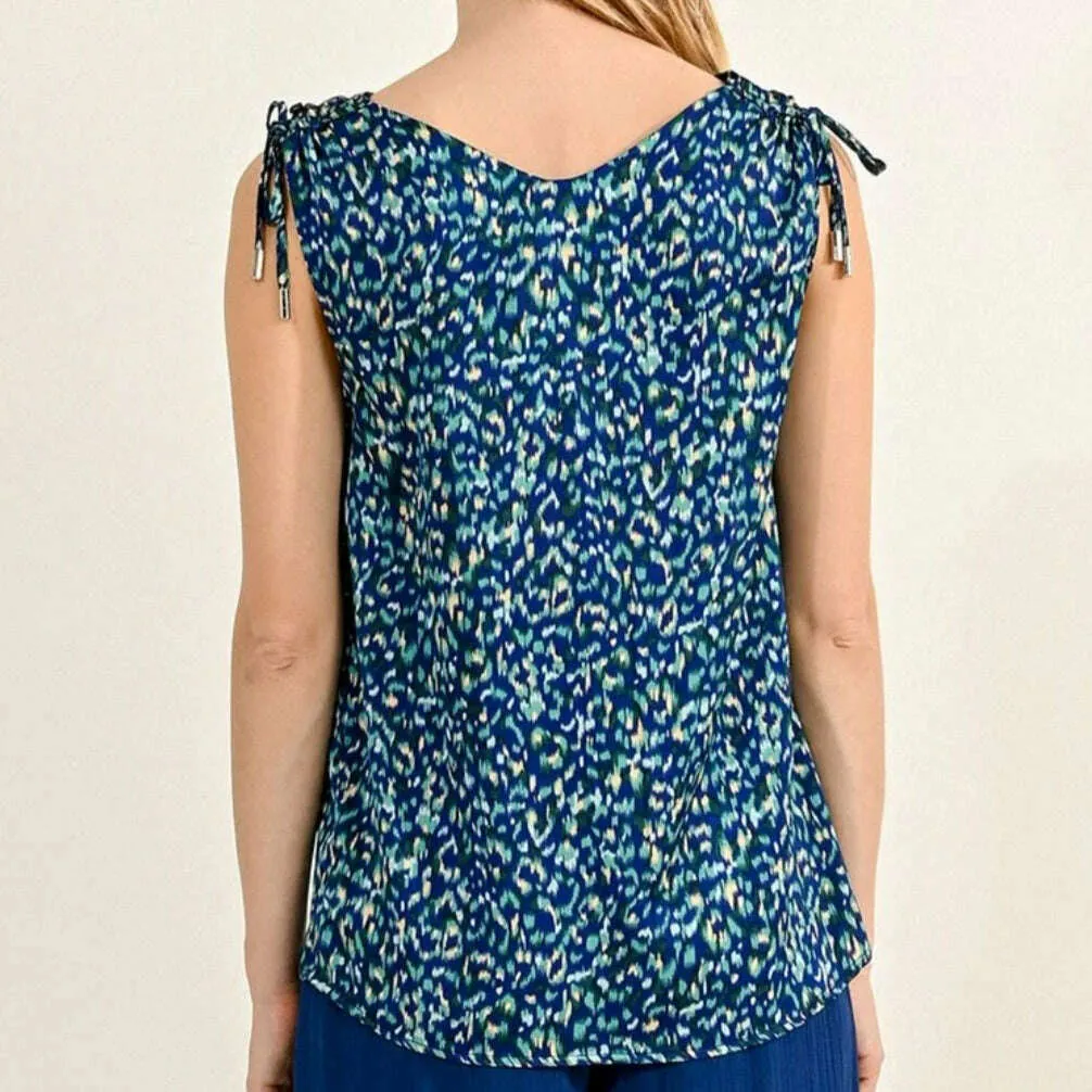 Molly Bracken - Sleeveless V-Neck Blouse - Blue Ocean