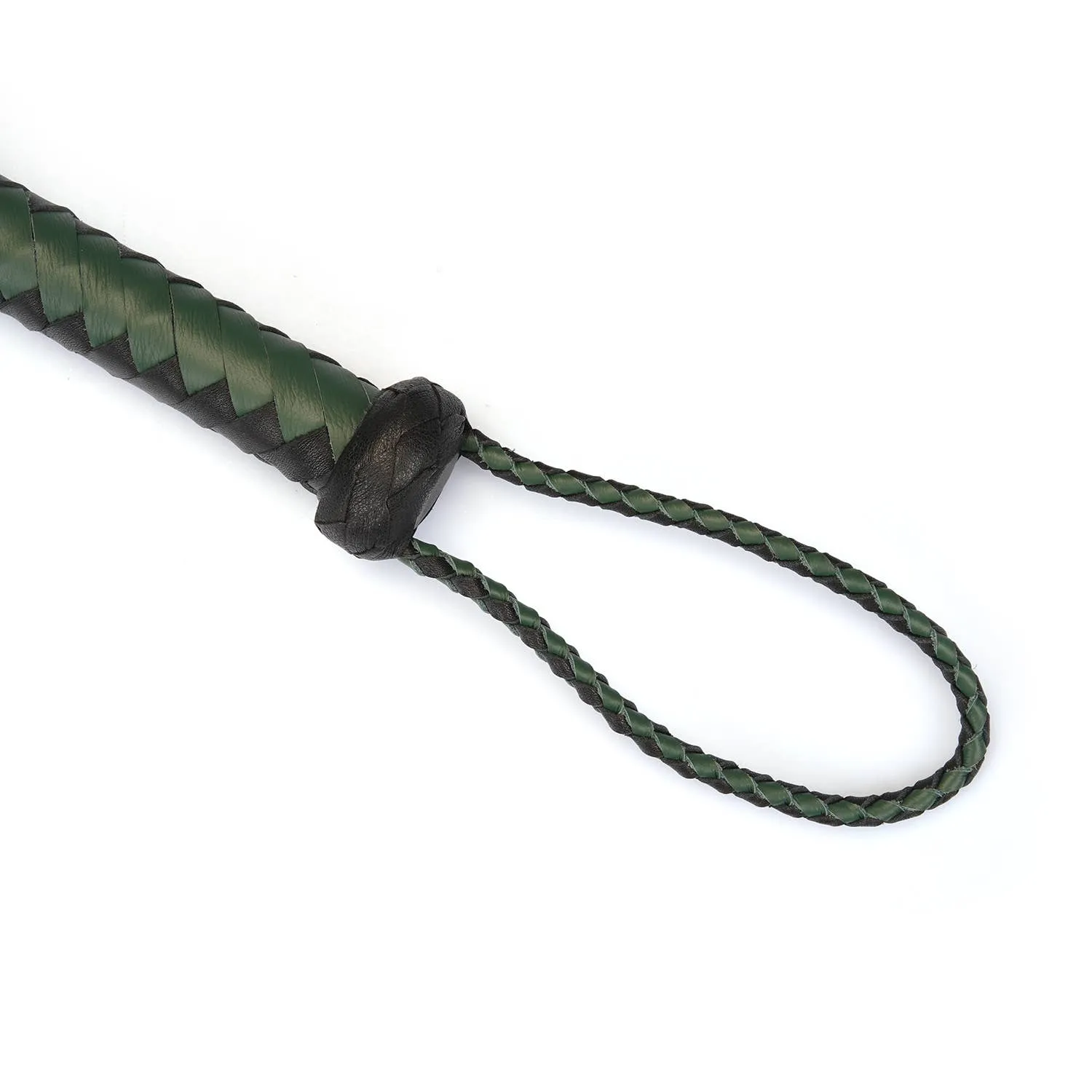 Mossy Chic Green and Black Leather Cat O' Nine Tails Whip