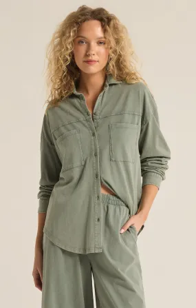 Niccola Button Up Top in Palm Green