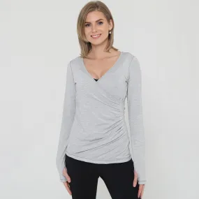 Olivia During & After Crossover Layering Long Sleeve Top (Space Grey)