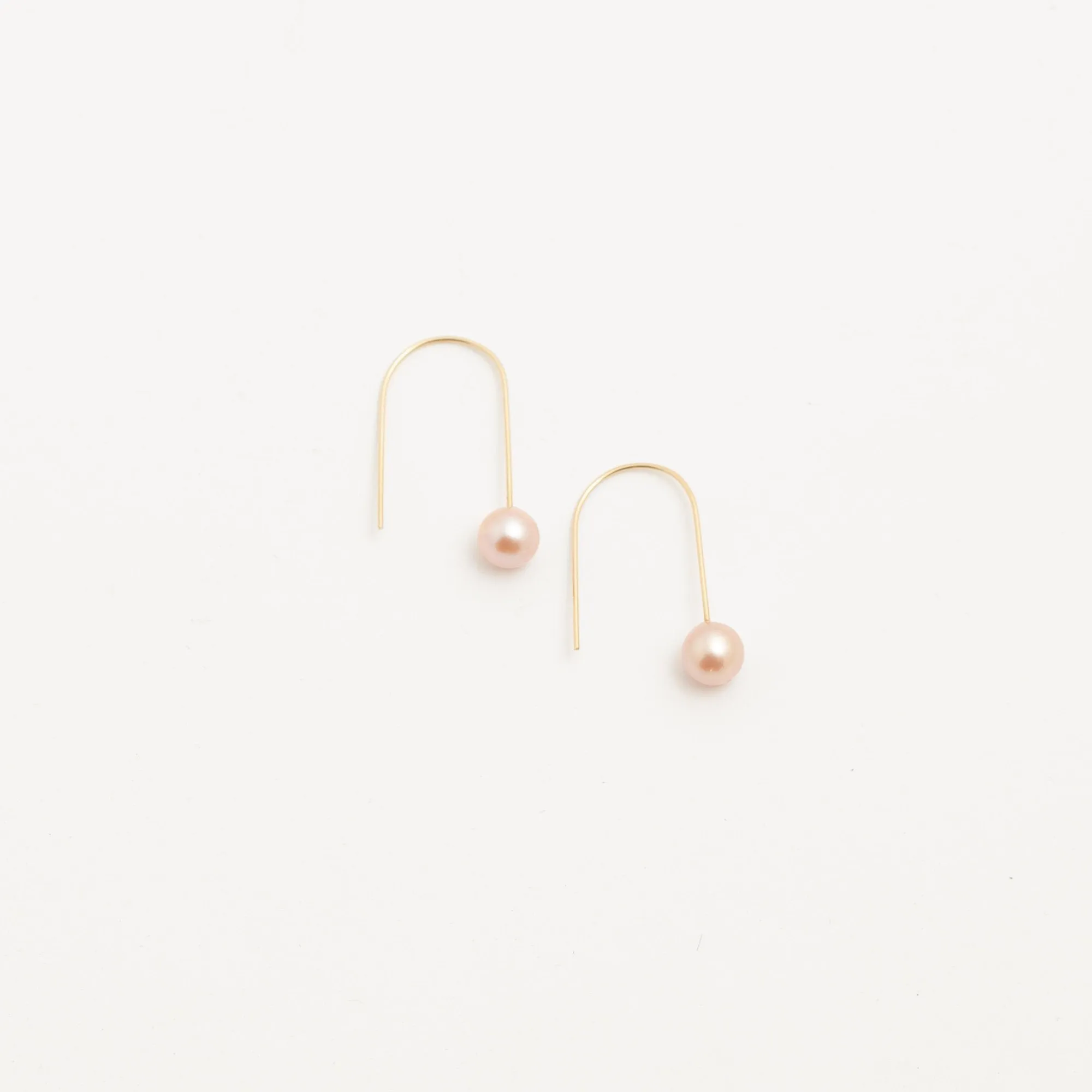 Pink Freshwater Pearl Drop Earrings (Gold / Pearl)