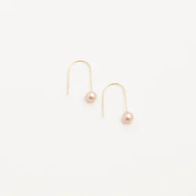 Pink Freshwater Pearl Drop Earrings (Gold / Pearl)