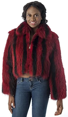 REED Women's Genuine Fox Fur Trim Leather Jackets