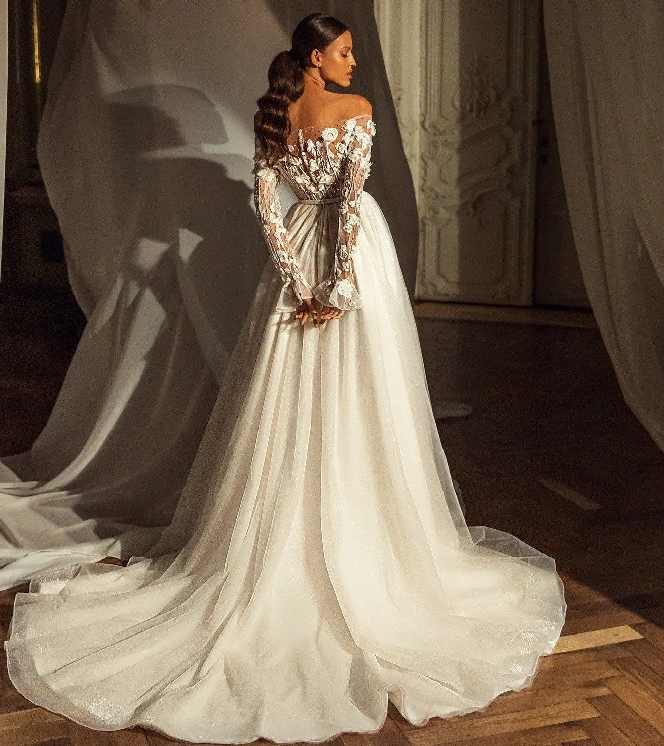 Romantic 3D Flowers Wedding Dress