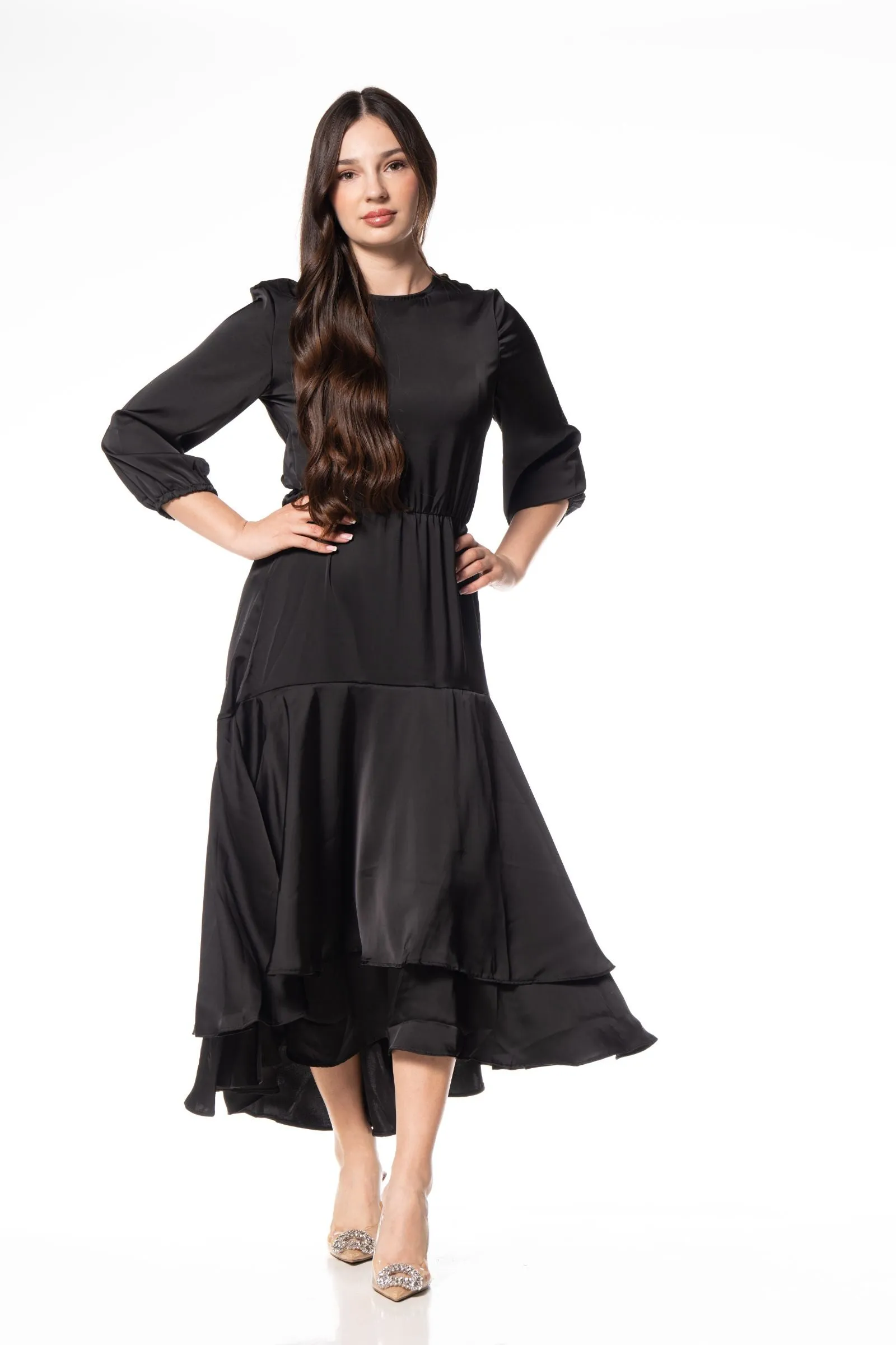 Ruffle Layers Dress / Black