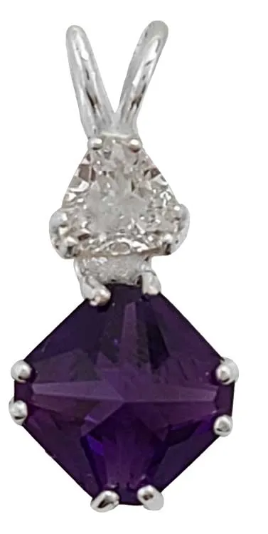 Siberian Purple Quartz Mini Magician Stone? with Trillion Cut White Topaz