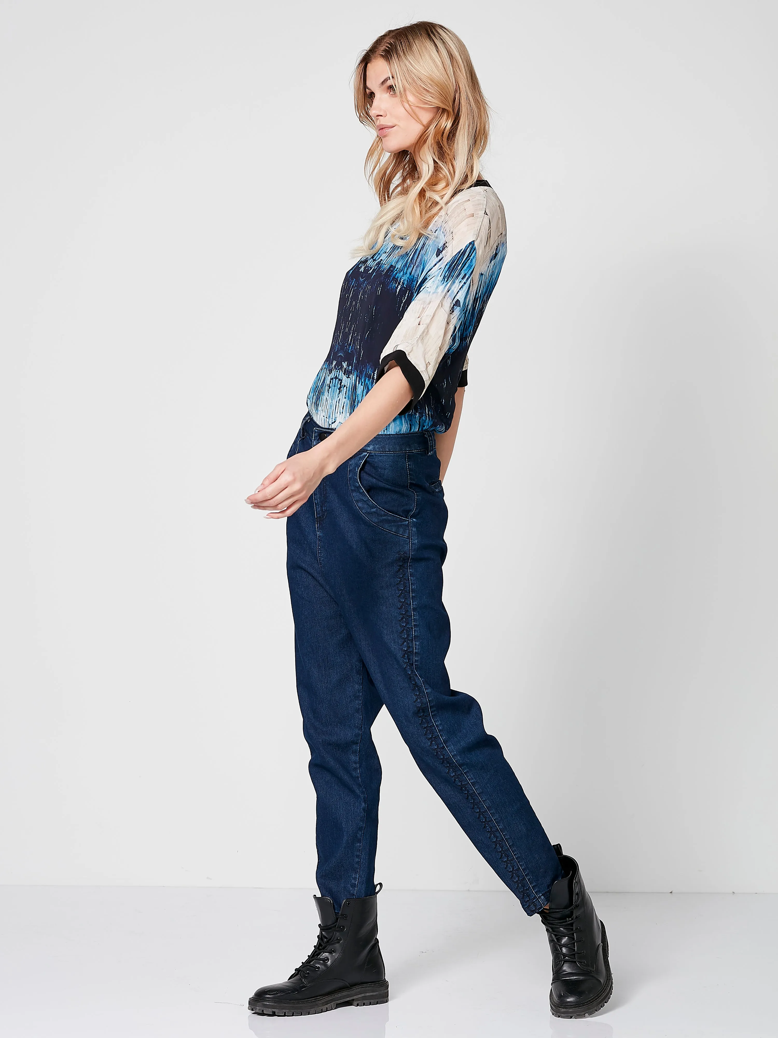 THALIA Baggy Hose - Dark Denim