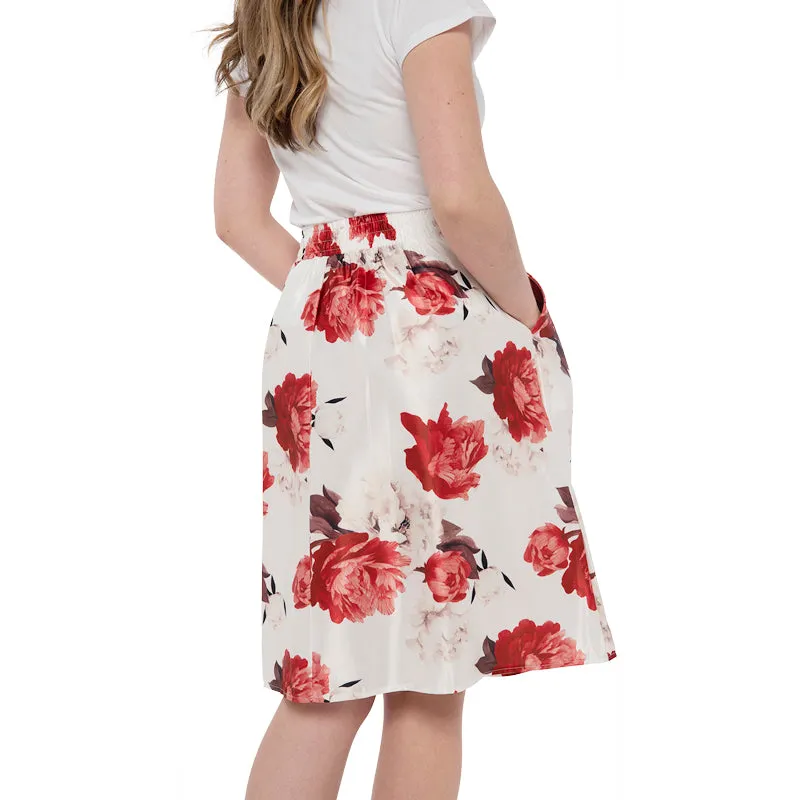 The Posy Midi Skirt- Red