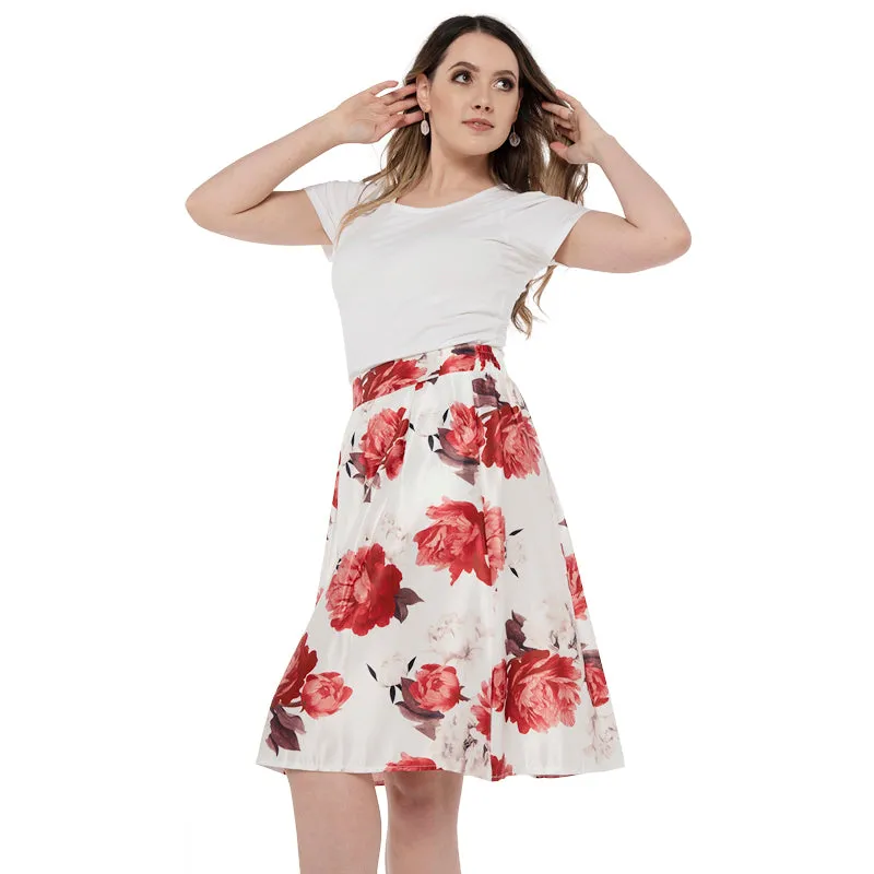 The Posy Midi Skirt- Red